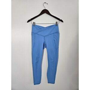 Fabletics Leggings Women Small Light Blue Good Crossover High Waist Side Pockets